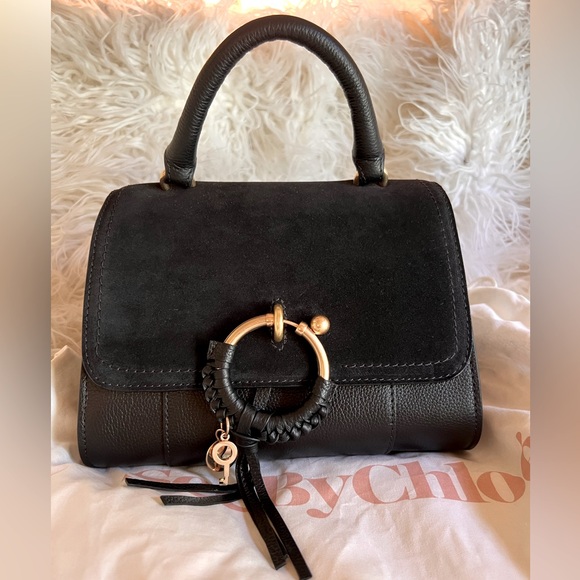 SEE BY CHLOE Joan Ladylike leather top handle shoulder + Dust bag - BLACK NWT - Picture 1 of 16